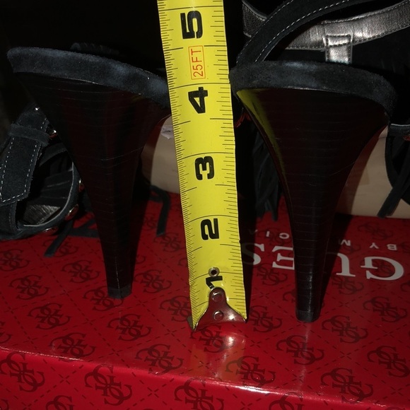 Guess Size 10 black Galiena Strappy heels with Fringe And Silver Studs - Picture 12 of 14
